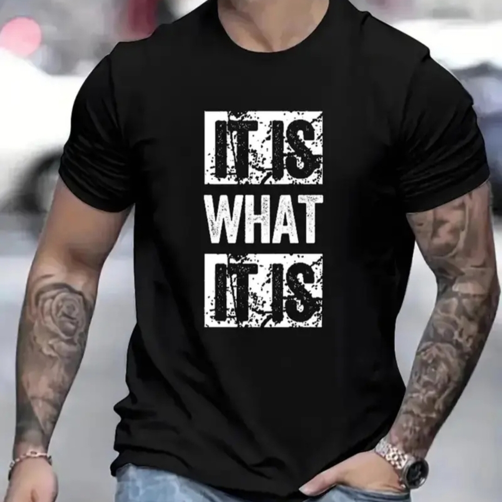 Black Short Sleeve Tee with Bold Graphic Design